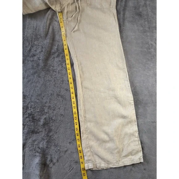 Victoria Secret Women's Beige  Flax/ Lino Wide Leg Pants Size 8 Adjustable Waist - Picture 7 of 9